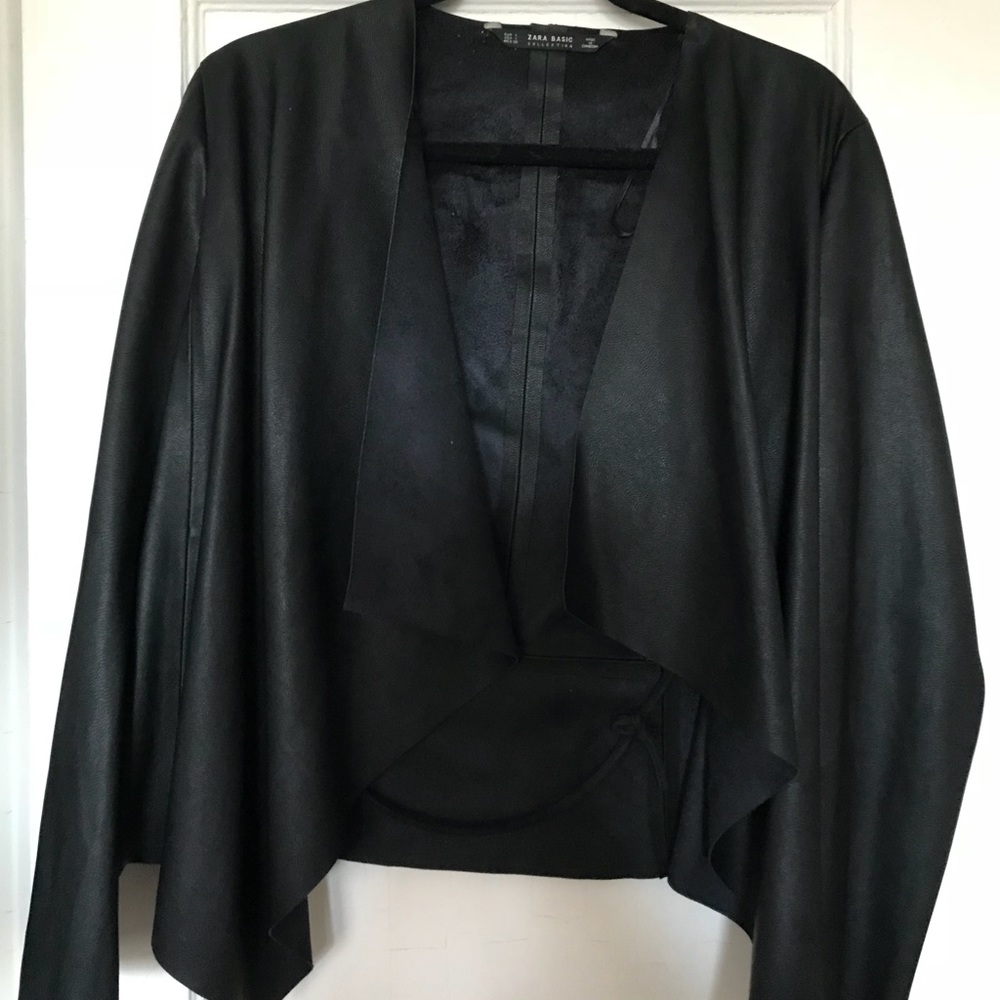 ZARA Black Leather Jacket Size Large